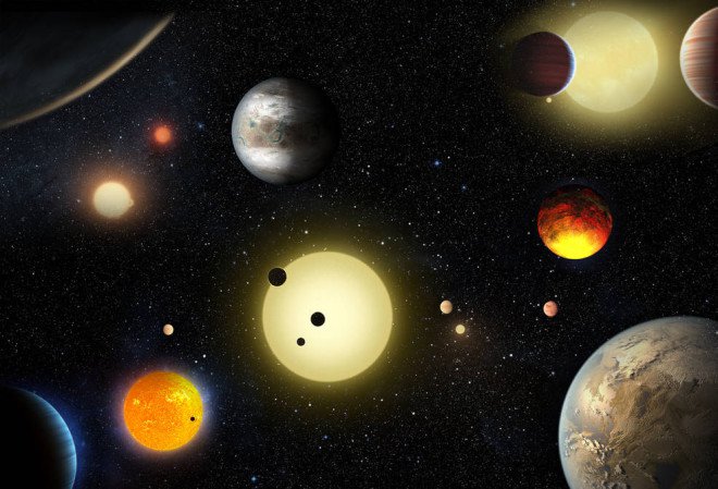 Artist's rendering of exoplanets previously detected by the Kepler Space Telescope (NASA)