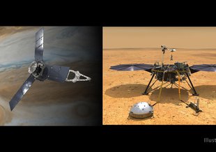 In January 2021, NASA extended both the Juno mission at Jupiter through September 2025 (left) and the InSight mission at Mars through December 2022.