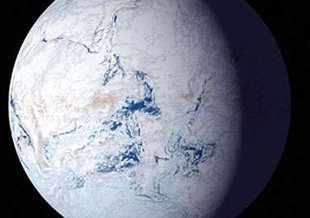 Ice Ages that covered much of the world in glaciers are thought to have occurred twice during the Cryogenian period, between about 720 and 660 million years ago, and again from 650 to 640 million years ago. Credit: NSF