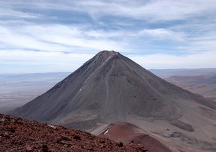 The Licancabur volcano (5,917 m elevation – 19,800 ft) from Bolivia.