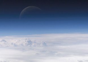 The Moon through the atmosphere of Earth. This astronaut photograph (ISS013-E-54329) was acquired July 20, 2006.
