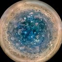 This image shows Jupiter’s south pole, as seen by NASA’s Juno spacecraft from an altitude of 32,000 miles (52,000 kilometers). The oval features are cyclones, up to 600 miles (1,000 kilometers) in diameter.