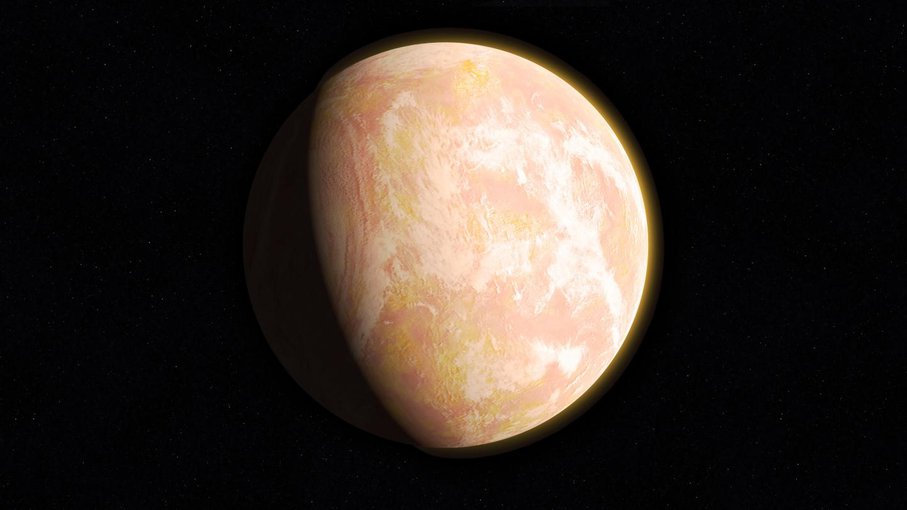 When haze built up in the atmosphere of Archean Earth, the young planet might have looked like this artist’s interpretation — a pale orange dot.
