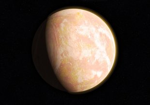 When haze built up in the atmosphere of Archean Earth, the young planet might have looked like this artist’s interpretation — a pale orange dot.
