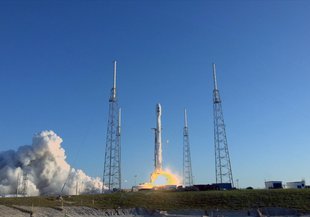Liftoff of the SpaceX Falcon 9 rocket carrying NASA's TESS spacecraft.