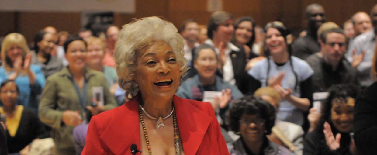 On February 29, 2012, Nichelle Nichols visited NASA Goddard to give a keynote speech for an event to commemorate the life and legacy of Dr. Martin Luther King, Jr. and to recognize African-American History Month.
