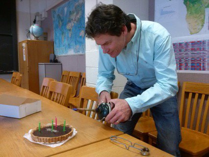 TC Onstott, celebrating the birthday of one of his lab members.