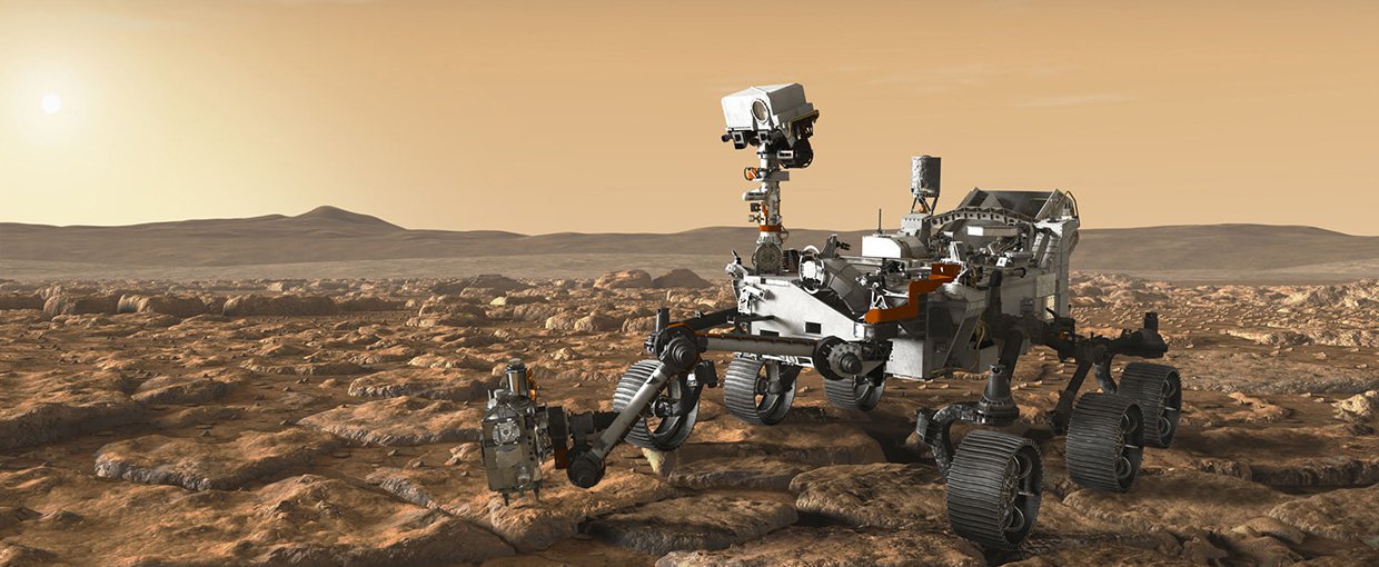 Artist impression of a rover on Mars.