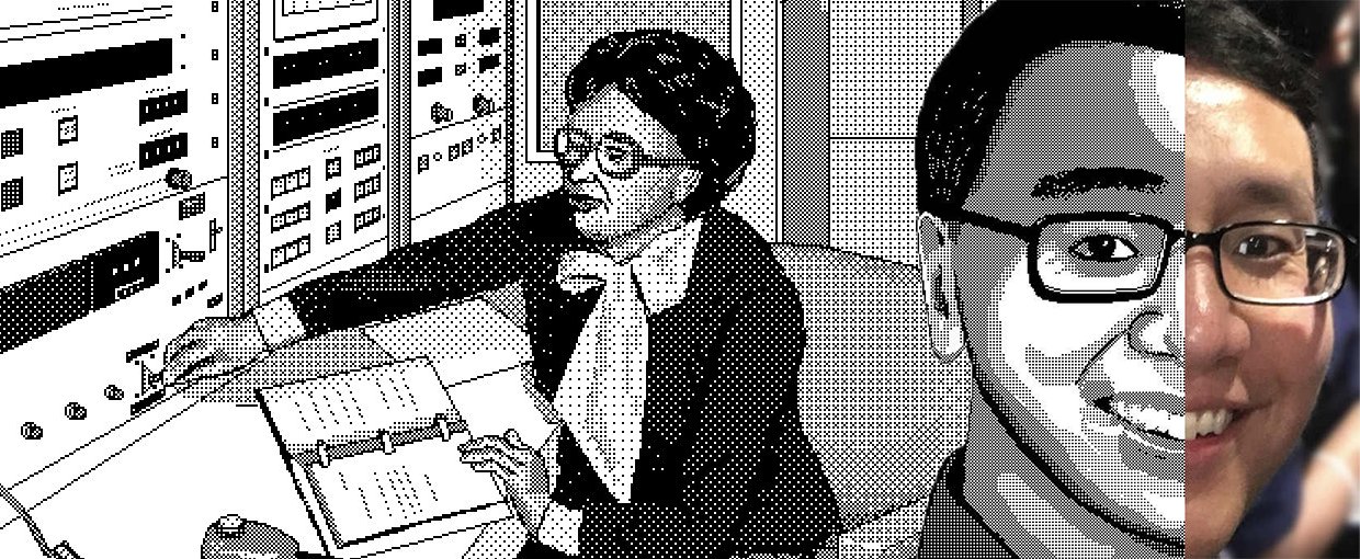 Mary Jackson and self-portrait of Anthony Chan.. Pixel art of Mary Jackson, alongside its creator, Anthony Chan from the NASA Astrobiology Program.