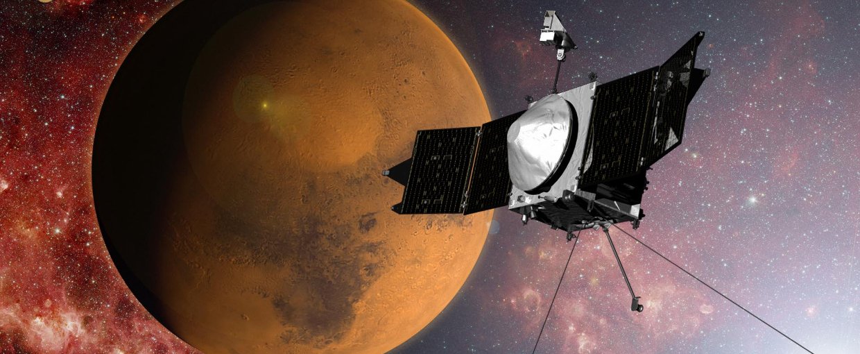 Artist impression of MAVEN's arrival at Mars.