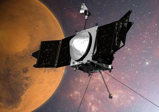 Artist impression of MAVEN's arrival at Mars.