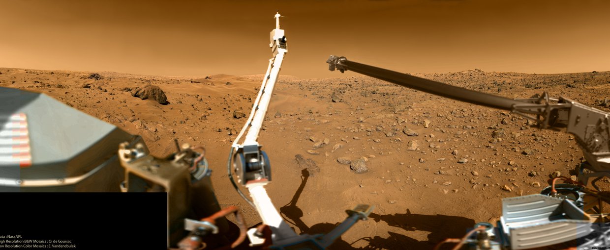 Viking Lander on the surface of Mars in 1976.  Image credit: NASA/JPL.