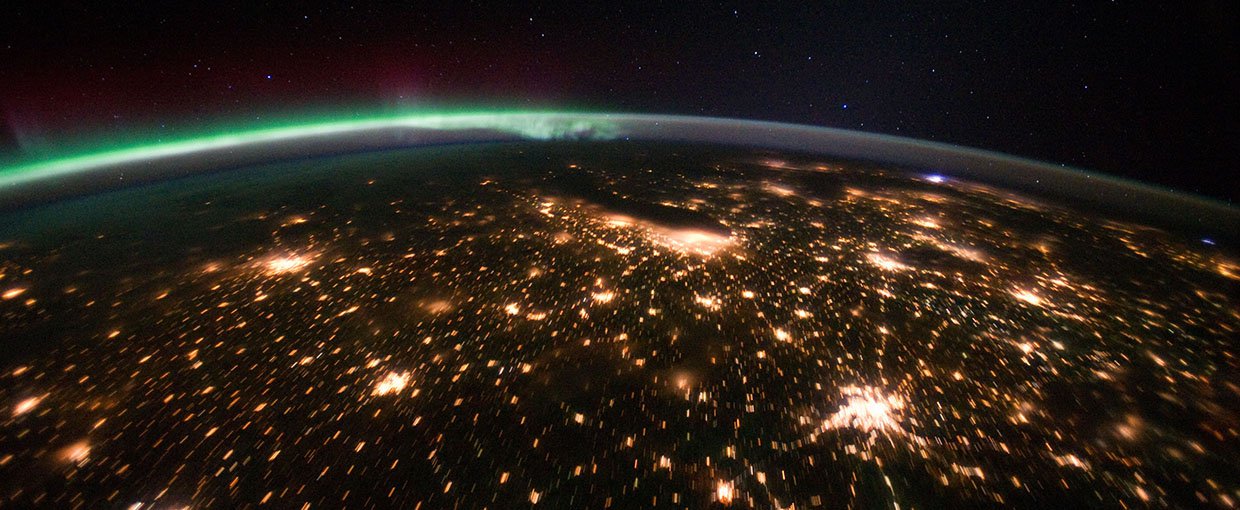The Midwestern United States at night from the International Space Station.