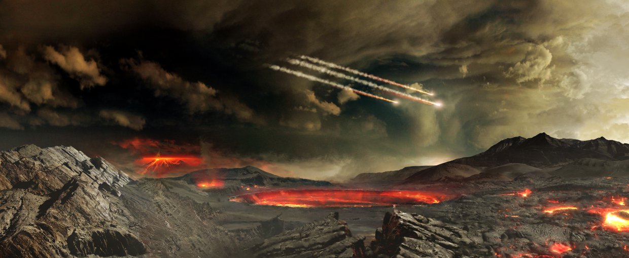 Artist concept of the early Earth. Meteorites could have delivered materials to the early Earth that contributed to our planet's habitability.