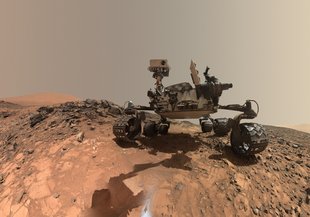 In this illustration, NASA's Perseverance Mars rover uses the Planetary Instrument for X-ray Lithochemistry (PIXL). The X-ray spectrometer will help search for signs of ancient microbial life in rocks.