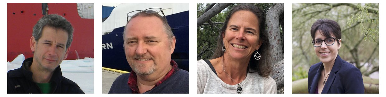 The four Co-Leads include (from left to right): Kevin Arrigo of Stanford University, Christopher German of the Woods Hole Oceanographic Institute, Alison Murray of the Desert Research Institute, and Alyssa Rhoden of the Southwest Research Institute.