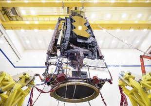 For the first time ever, testing teams at Northrop Grumman in Redondo Beach, California carefully lifted the fully assembled James Webb Space Telescope in order to prepare it for transport to nearby acoustic and sine-vibration testing facilities.