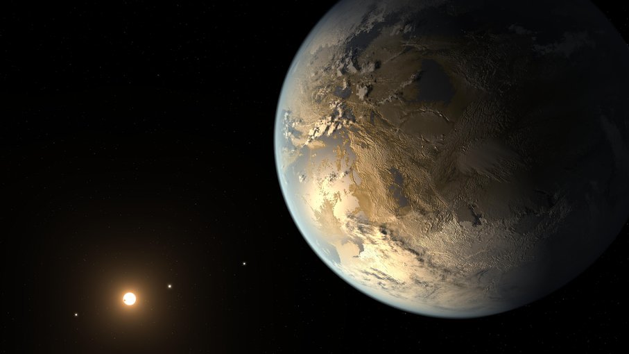 Illustration of the rocky exoplanet Kepler-186f, which is one of the most promising candidates for a planet could potentially be habitable.