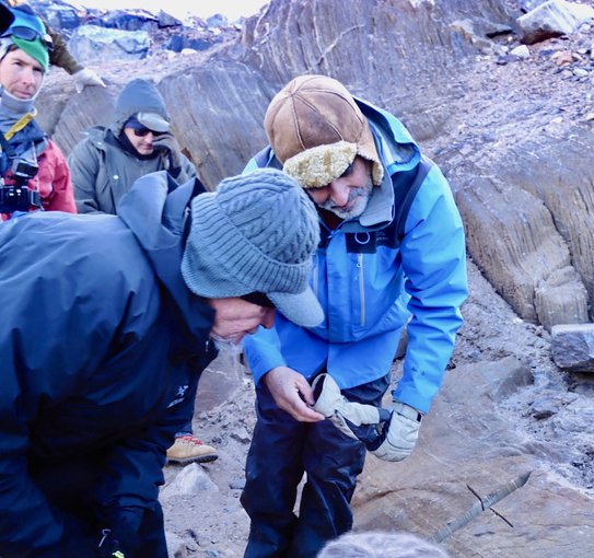 Allen Nutman and Stanley Awaramik of the University of California, Santa Barbara at Site A in Greenland.