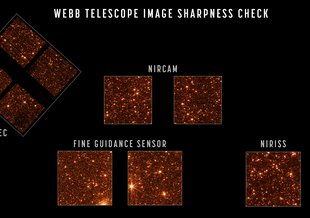Engineering images of sharply focused stars in the field of view of each instrument demonstrate that the telescope is fully aligned and in focus. For this test, Webb pointed at part of the Large Magellanic Cloud, a small satellite galaxy of the Milky Way.