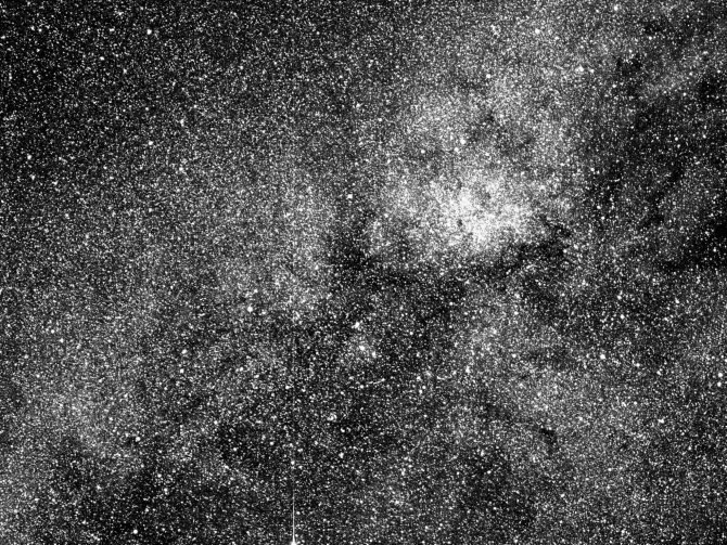 This test image from one of the four cameras aboard the Transiting Exoplanet Survey Satellite (TESS) captures a swath of the southern sky along the plane of our galaxy.