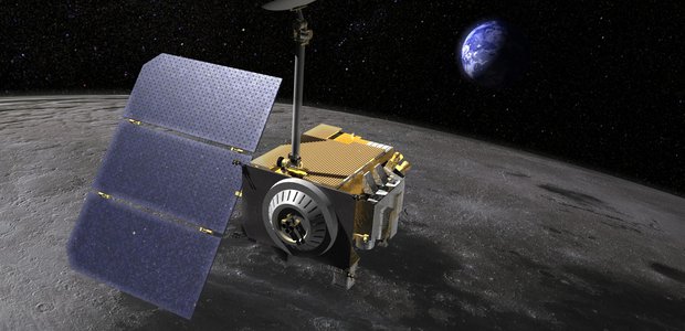 Artist's rendering of the Lunar Reconnaissance Orbiter (LRO,) above the Moon.