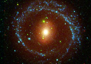 This image from NASA's Galaxy Evolution Explorer shows the galaxy NGC 1291, located about 33 million light-years away in the constellation Eridanus. NGC 1291 is notable for its unusual inner bar and outer ring structure.