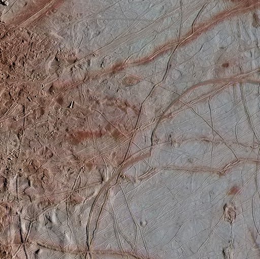 In this gallery of three newly reprocessed Europa images, details are visible in the variety of features on the moon's icy surface.