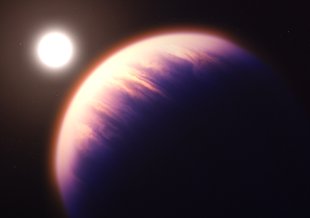 An artist illustration of the hot gas giant exoplanet WASP-39 b.