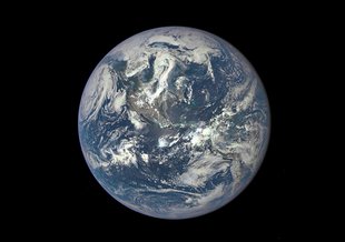 Earth as seen on July 6, 2015 from a distance of one million miles by a NASA scientific camera aboard the Deep Space Climate Observatory spacecraft.