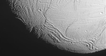 This unprocessed view of Saturn's moon Enceladus was acquired by NASA's Cassini spacecraft during a close flyby of the icy moon on Oct. 28, 2015. Credits: NASA/JPL-Caltech/Space Science Institute