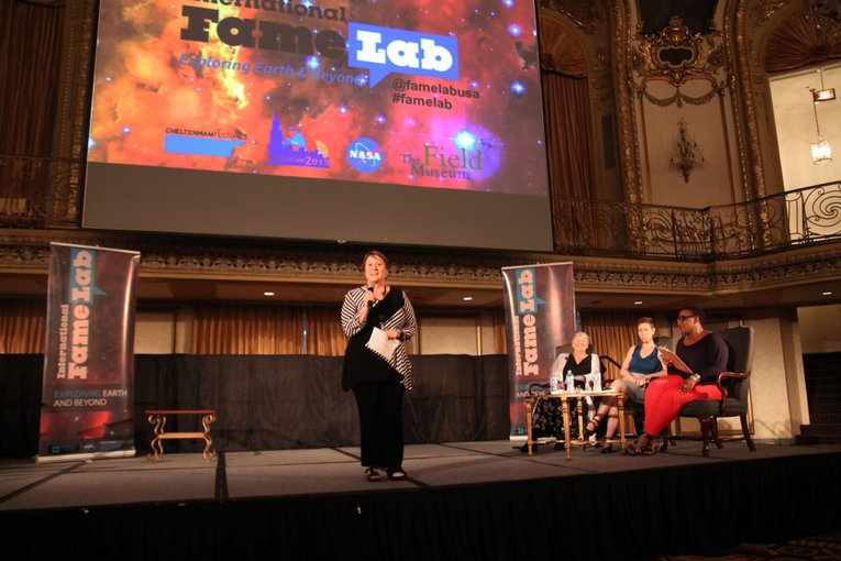 Mary Voytek, Program Scientist for Astrobiology at NASA, opens the AbSciCon 2015 Regional Heat of the FameLab USA competition. Credit: NASA Astrobiology
