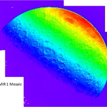 A preliminary mosaic of images from the far-side of the moon taken by the LCROSS the mid-infrared camera. Credit: NASA/Ames Research Center 