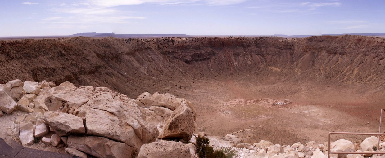 New research at Meteor Crater shows extreme temperatures and pressures during the impact that created the crater 49,000 years ago. Image credit: Aaron Cavosie. 