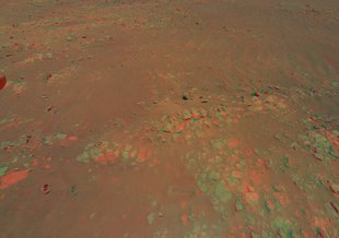 This 3D view of geologic feature the Mars Perseverance rover team calls “Raised Ridges” was generated from data collected by Ingenuity during its 10th flight at Mars, on July 24, 2021.