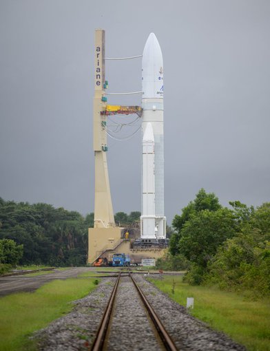 Arianespace’s Ariane 5 rocket with NASA’s James Webb Space Telescope onboard, is rolled out to the launch pad, Thursday, Dec. 23, 2021, at Europe’s Spaceport, the Guiana Space Center in Kourou, French Guiana.