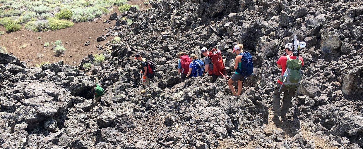 Members of the BASALT team after the final simulated EVA of the Idaho 2016 field season.