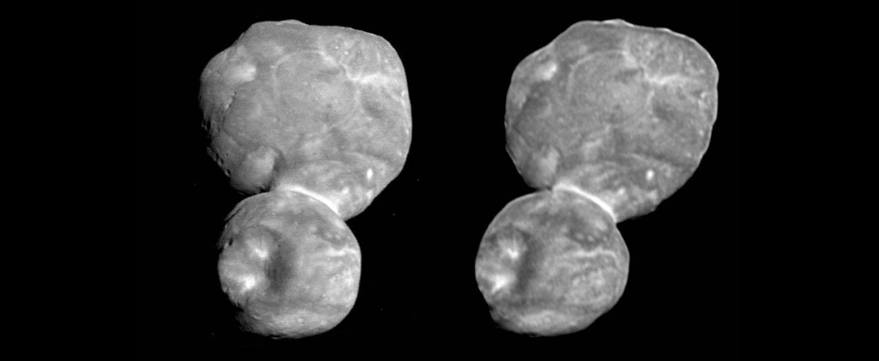 Parallel: For this view, change your focus from the image by looking "through" Ultima Thule (and the screen) and into the distance. This will create the effect of a third image in the middle; try setting your focus on that third image.