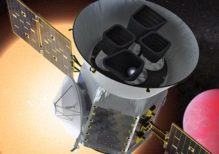 Artist impression of the TESS spacecraft.